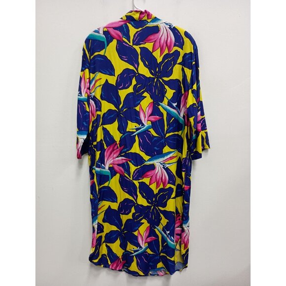 VTG 80s Paula Saker Dress Womens Size 14 Floral Colorful Tropical Midi - Picture 9 of 10